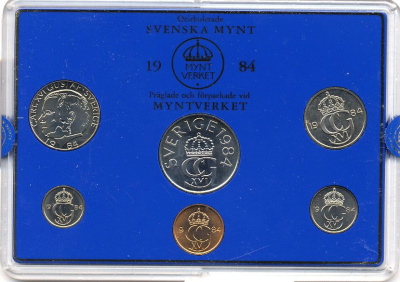 Швеция набор монетного двора из 6 монет 1984 в пластике, Карл XVI Густав (1973- ) KM MS31 UNC 5-4-2-56