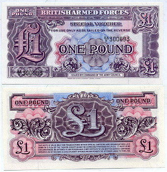 АНГЛИЯ 1 ФУНТ 1948 ДЛЯ ВООРУЖЕННЫХ СИЛ, ВТОРОЙ ВЫПУСК Pick М 22 бумага UNC (ПРЕСС) 6317-43-2