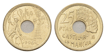 Испания 25 песет 1996 Кастилия - Ла-Манча KM 962 алюминиевая бронза UNC 116-766