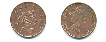 Великобритания 1 пенни 1993 Елизавета II (1952-2022) KM 935a, Spink 4391 (B4) сталь плакированная медью 59-1843