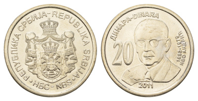 Сербия 20 динаров 2011 Иво Андрич KM 53 медь цинк никель UNC 4695-256