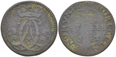 Кельн 1/4 штубера 1743 КЛЕМЕНС АВГУСТ БАВАРСКИЙ (1723-1761), АРХИЕПИСКОПСТВО KM 135.1 медь 210-1156