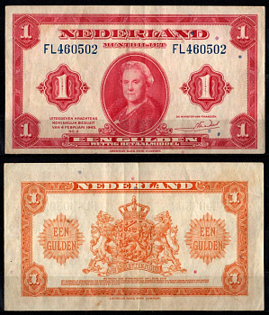 Нидерланды 1 гульден 1943 Pick 64 бумага 85992-48-4-2