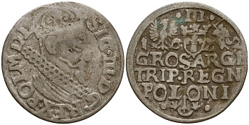 Польша, Эльбинг трояк (3 гроша) 1622 Сигизмунд III Ваза (1587-1632), Монетный двор Краков, герб "Сас" - управляющий монетного двора Миколай Данилович в 1616-1624 Iger K.22.1.a, KM 31 серебро 4160-249