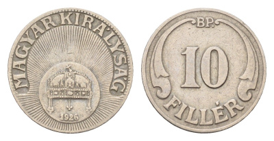 Венгрия 10 филлеров 1926 KM 507 медно-никель 4658-1019