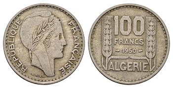 Алжир 100 франков 1950 KM 93 медно-никель 4558-422