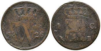 НИДЕРЛАНДЫ 1 ЦЕНТ 1826 В KM 47 медь 84-632