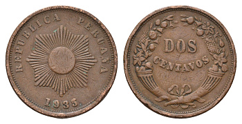 Перу 2 сентаво 1935 KM 212 бронза 4676-1134