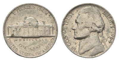 США 5 центов 1964 Джефферсон KM A192 медно-никель 4674-529