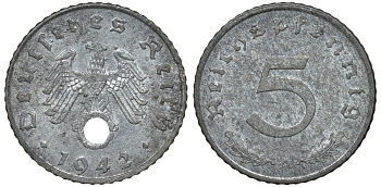 Германия 5 рейхспфеннигов 1942 A KM 100, J.370 цинк 4174-468