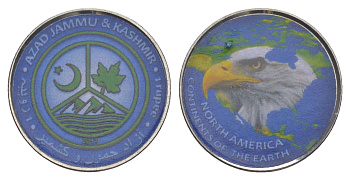 Королевство Кидаритов (Племена в Джамму и Кашмире) 1 рупия 2017 Серия «Континенты Земли» - Северная Америка никель сталь UNC 4646-1123