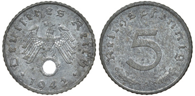 Германия 5 рейхспфеннигов 1942 A KM 100, J.370 цинк 4174-468