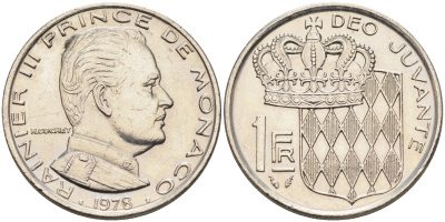 Монако 1 франк 1978 Ренье III (1949-2005) KM 140 никель    4177-331