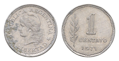 Аргентина 1 сентаво 1971 KM 64 алюминий 4649-929