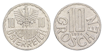 Австрия 10 грошей 1994 KM 2878 алюминий 4147-739