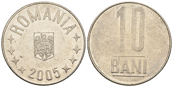 Румыния 10 бань (бани) 2005 KM 191 сталь плакированная никелем 85-341