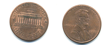 США 1 ЦЕНТ 2000 D ЛИНКОЛЬН KM 201b цинк плакированный медью 86-428