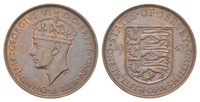 Джерси 1/12 шиллинга 1947 Георг VI (1936-1952) KM 18 бронза 4692-936