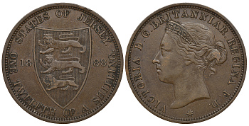 Джерси 1/12 шиллинга 1888 Виктория (1837-1901) KM 8 бронза 4389-342