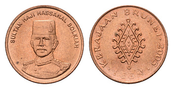 Бруней 1 сен 2005 Хассанал Болкиах KM 34 сталь плакированная медью UNC 112-426