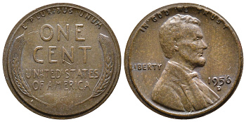 США 1 ЦЕНТ 1956 D ЛИНКОЛЬН KM A132 медь цинк 4364-734