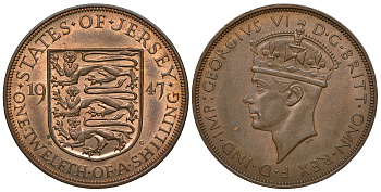 Джерси 1/12 шиллинга 1947 Георг VI (1937-1952) KM 18 бронза aUNC 41-211