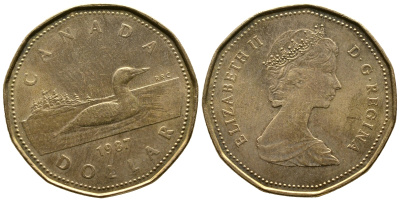 Канада 1 доллар 1987 Елизавета II (1952-2022), утка KM 157 никель плакированный алюминиевой бронзой 3334-412