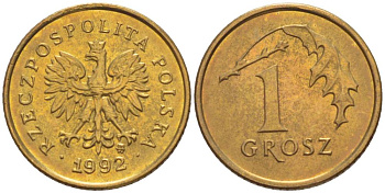 ПОЛЬША 1 ГРОШ 1992 MW KM 276 латунь 4528-816