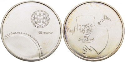 Португалия 8 евро 2004 Чемпионат Европы по футболу UEFA ЕВРО-2004 в Португалии, вратарь KM 756 серебро UNC 06-204-11