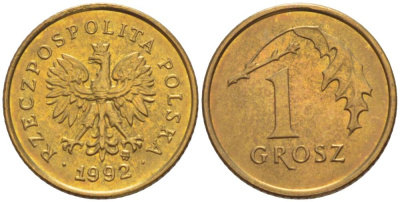 ПОЛЬША 1 ГРОШ 1992 MW KM 276 латунь 4528-816