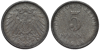 Германия 5 пфеннигов 1920 A KM 19, J. 297, Weege 5 железо 4118-1111