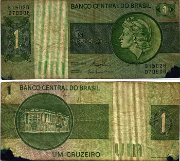 БРАЗИЛИЯ 1 КРУЗЕЙРО 1980 СЕРИЯ В15026, ПОДПИСЬ 20 Pick 191Ас бумага 6278-15-3-1