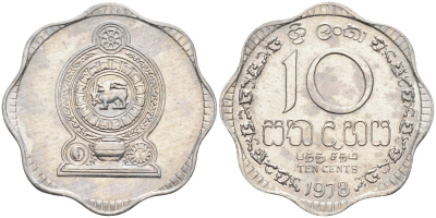 Цейлон 10 центов 1978 KM 140 a алюминий 4586-351