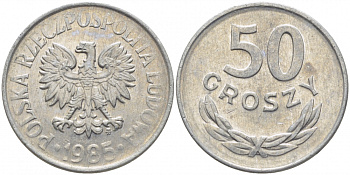 ПОЛЬША 50 ГРОШЕЙ 1985 MW KM 48.1 алюминий 4448-246