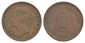 Стрейтс-Сетлментс (Стрейтс Сетлментс) 1 цент 1883 Виктория (1837-1901) KM 9 медь 4656-254
