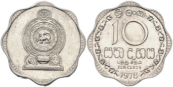 Цейлон 10 центов 1978 KM 140 a алюминий 4592-232