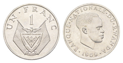 Руанда 1 франк 1969 KM 8 алюминий UNC 4644-432