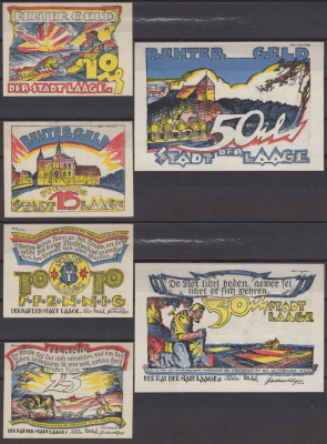 Лаге полный набор из 3 нотгельдов (10, 25 и 50 пфеннигов) 1922 DeNG 2 754.1a бумага UNC (пресс) 7556-12-2-1