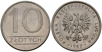 Польша 10 злотых 1987 MW KM 152.1, Parchimowicz 243d медно-никель 4177-822