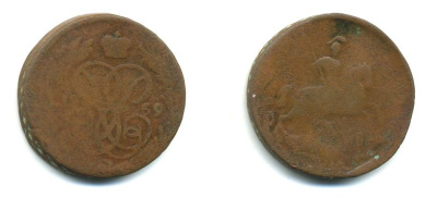 РОССИЯ 1 КОПЕЙКА 1759 медь 61-331