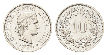 Швейцария 10 раппенов 1976 KM 27 медно-никель 4705-861