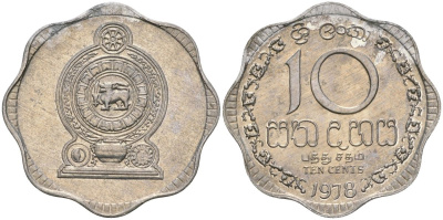 Шри-Ланка 10 центов 1978 KM 140a алюминий 4135-1225