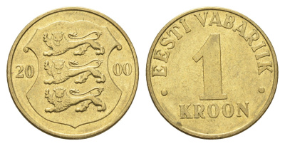 Эстония 1 крона 2000 KM 35 латунь UNC 4666-637