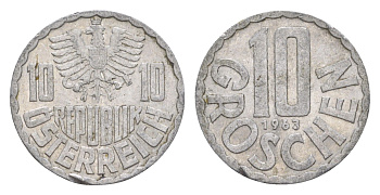 Австрия 10 грошей 1963 KM 2878 алюминий 4576-1047