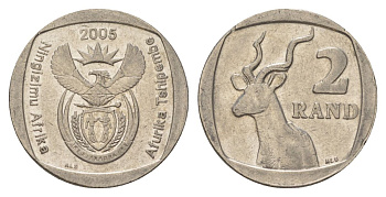 ЮАР 2 ранда 2005 KM 296 медь плакированная никелем 4628-135