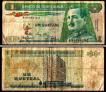 Гватемала 1 кетсаль 1985 Pick 66 1985(2) бумага 3295-79-1-2