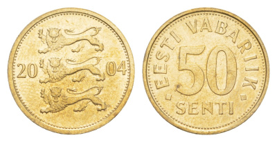 Эстония 50 сентов 2004 KM 24 латунь UNC 4647-128