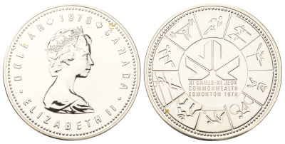 Канада 1 доллар 1978 XI игры содружества в Эдмонтоне, в оригинальном упаковке KM 121 серебро BU 1-4-2-21