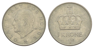 Норвегия 1 крона 1982 KM 419 медно-никель 4633-741
