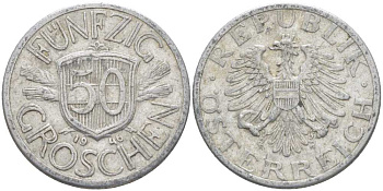 Австрия 50 грошей 1946 первый год KM 2870 алюминий 4448-214
